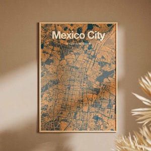 Mexico City Map Poster, Modern Style, Spray Paint Effect, Mexico City Print, Mexico Map Art
