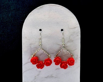 Red Rose Earrings