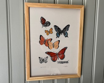 Butterfly Print Artwork | Nature Inspired Art | Block Printed Wall Decor | Gift for Mom | Mothers Day Art