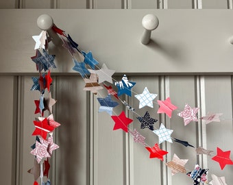 4th of July Paper Garland | Star Garland | 4th of July Decoration | Red, White and Blue Banner | Summer 4th of July Party | Patriotic Banner
