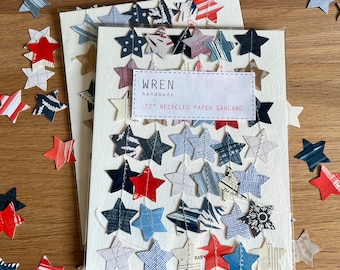 4th of July Mini Star Garland | Patriotic Star Decoration | Paper Star Garland | Handmade July 4th Decor | July 4th Decor | Red White Blue