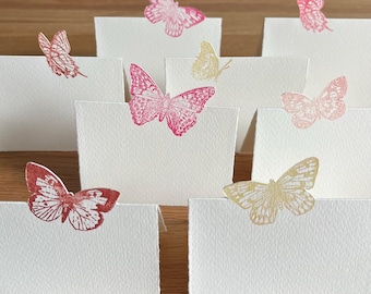 Butterfly Place Cards - Hand Stamped Butterflies, Blank Cards, Wedding Table Decor, Bridal Shower