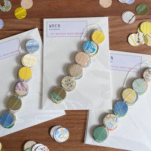 Pastel Paper Garland | Spring Party Decoration | Recycled Paper Garland | Paper Dot Bunting | Spring Birthday Party | Easter Paper Garland