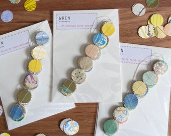 Pastel Paper Garland | Spring Party Decoration | Recycled Paper Garland | Paper Dot Bunting | Spring Birthday Party | Easter Paper Garland