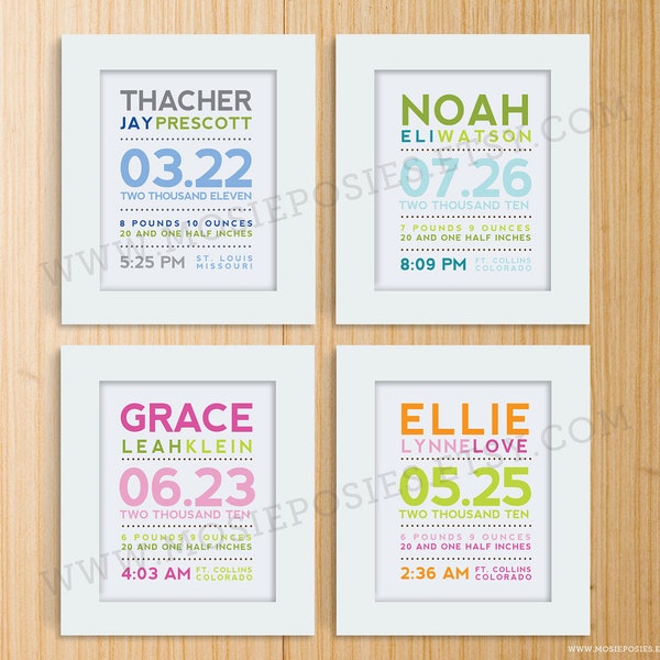 Modern Typography Birth Announcement Print