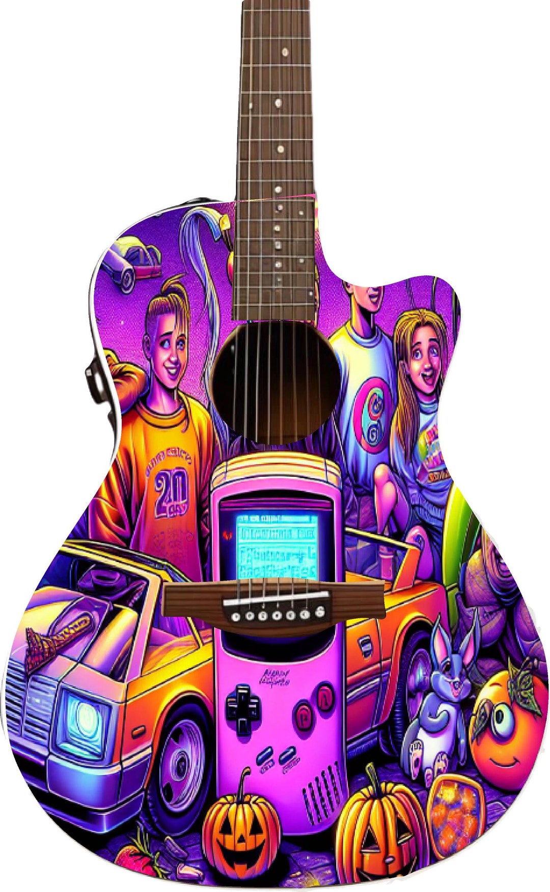 Acoustic Electric Guitar Skin Wrap Vinyl Sticker Decal, 90's Pop ...