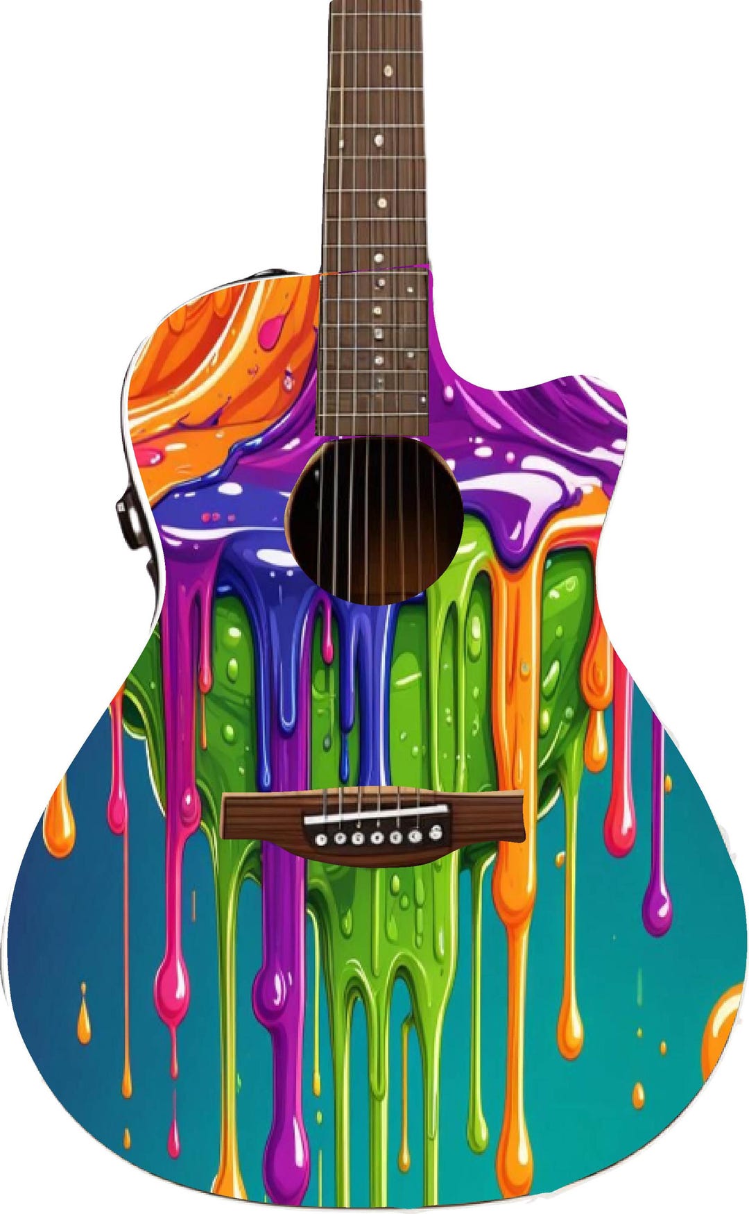 Acoustic Electric Guitar Skin Wrap Vinyl Sticker Decal, Vibrant Drippy ...