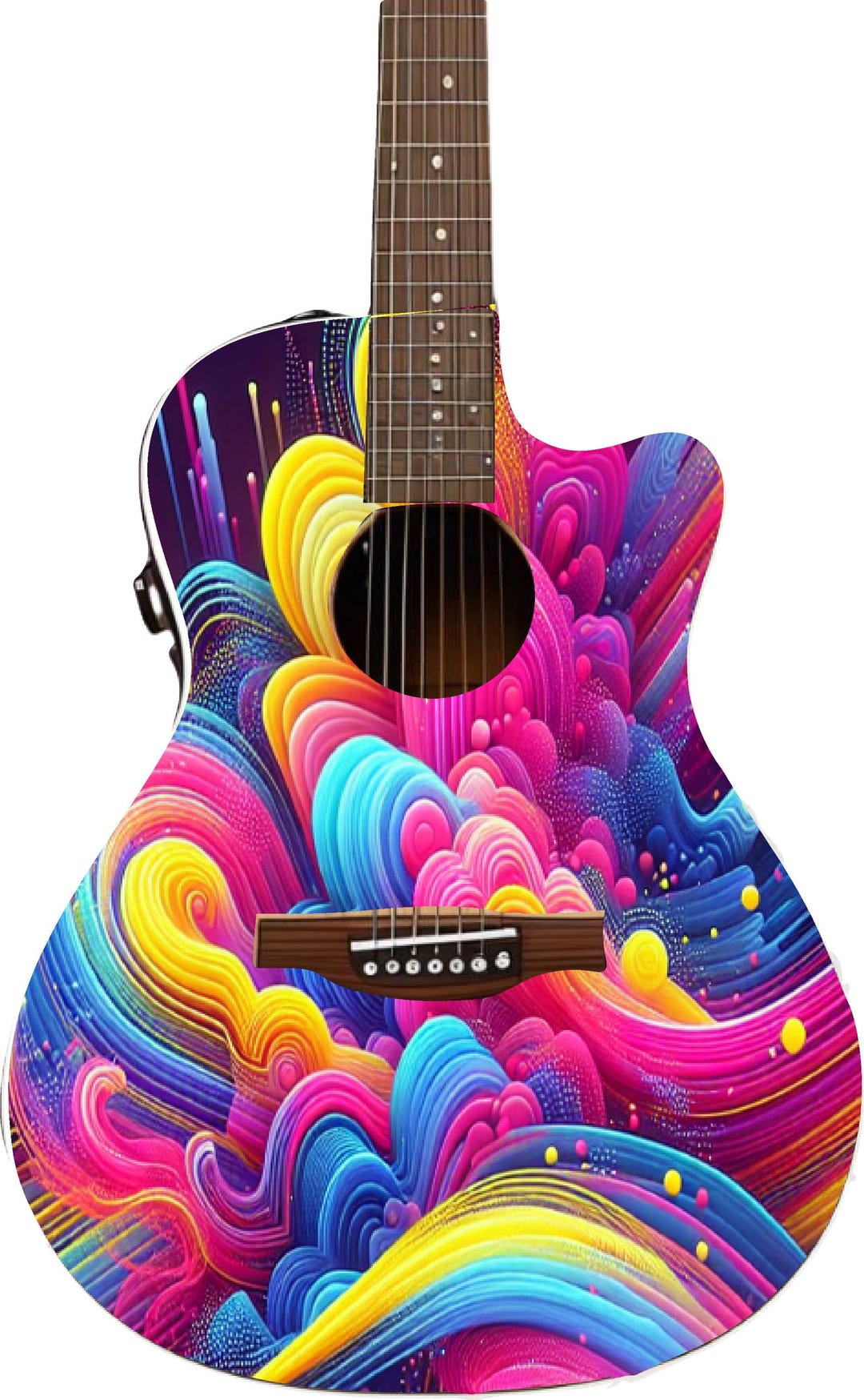 Acoustic Electric Guitar Skin Wrap Vinyl Sticker Decal, Vibrant Wavy ...