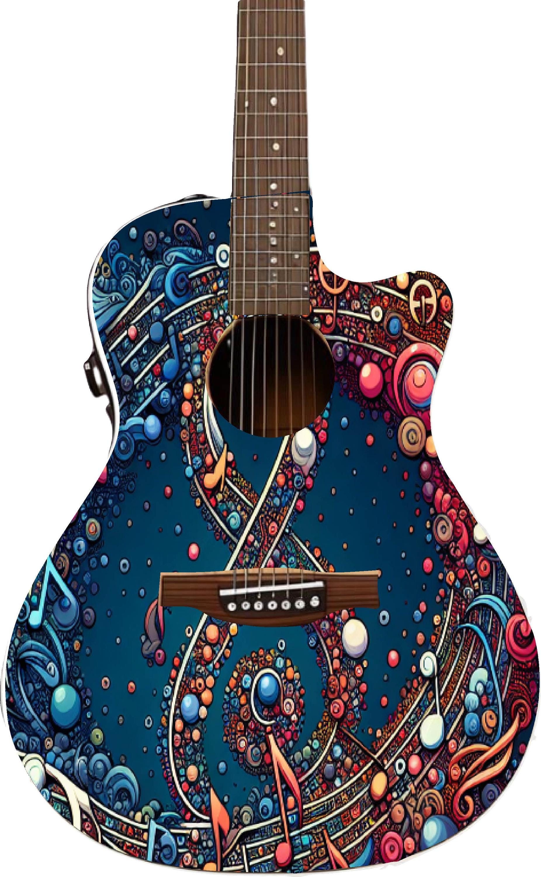 Acoustic Electric Guitar Skin Wrap Vinyl Sticker Decal, Musical Notes ...
