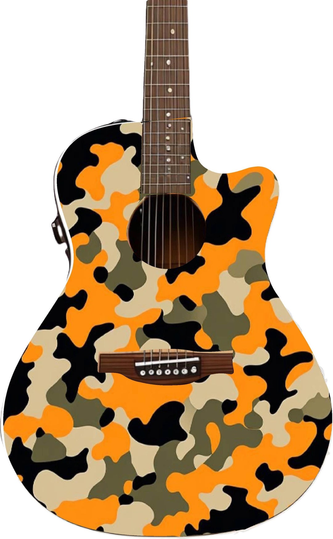 Acoustic Electric Guitar Skin Wrap Vinyl Sticker Decal, Orange Camo ...