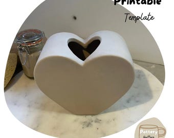 Heart-Shaped Vase Pottery Template – Slab-Built Ceramic Design for DIY Pottery Projects