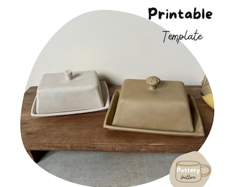 Printable Butter Dish Pottery Template | Ceramic Slab-Built Dish (PDF)