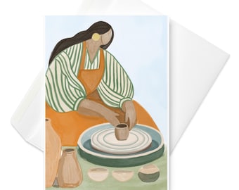 Pottery Studio Greeting Card | Birthday Card with Artist Illustration