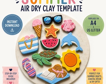 Summer Air Dry Clay Templates | Beach Craft Printable, Coastal Pattern (A4 & US Letter)