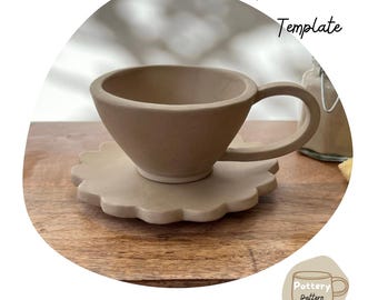 Teacup and Saucer Pottery Template – Printable PDF for Pottery Projects
