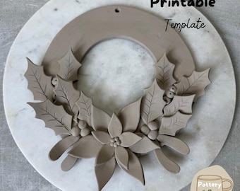Christmas Wreath Pottery Template | Slab Building PDF Pattern (Digital Download)