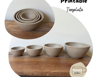 Printable Nesting Bowls Pottery Template | Slab Ceramic Pattern (Digital Download)