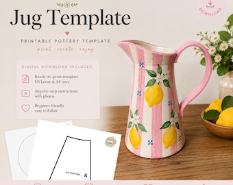Printable Pottery Jug Template | Slab Building Pattern (Digital Download)