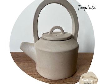 Handmade Teapot Pottery Pattern – DIY Printable Template (PDF Download)