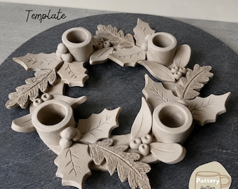 Pottery Advent Candle Wreath Template | Ceramic Christmas Candle Holder Pattern (PDF Download)