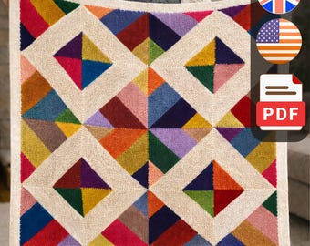 Schema per coperta geometrica in maglia PDF / Coperta moderna a mosaico con punto legaccio