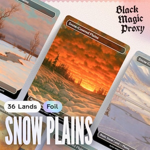 Lot de 36 feuilles métallisées plaines enneigées — Plaines enneigées — Cartes de jeu artistiques personnalisées pour le commandant EDH