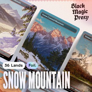 Lot de 36 montagnes enneigées en aluminium — Montagne enneigée — Cartes de jeu artistiques personnalisées pour le commandant EDH