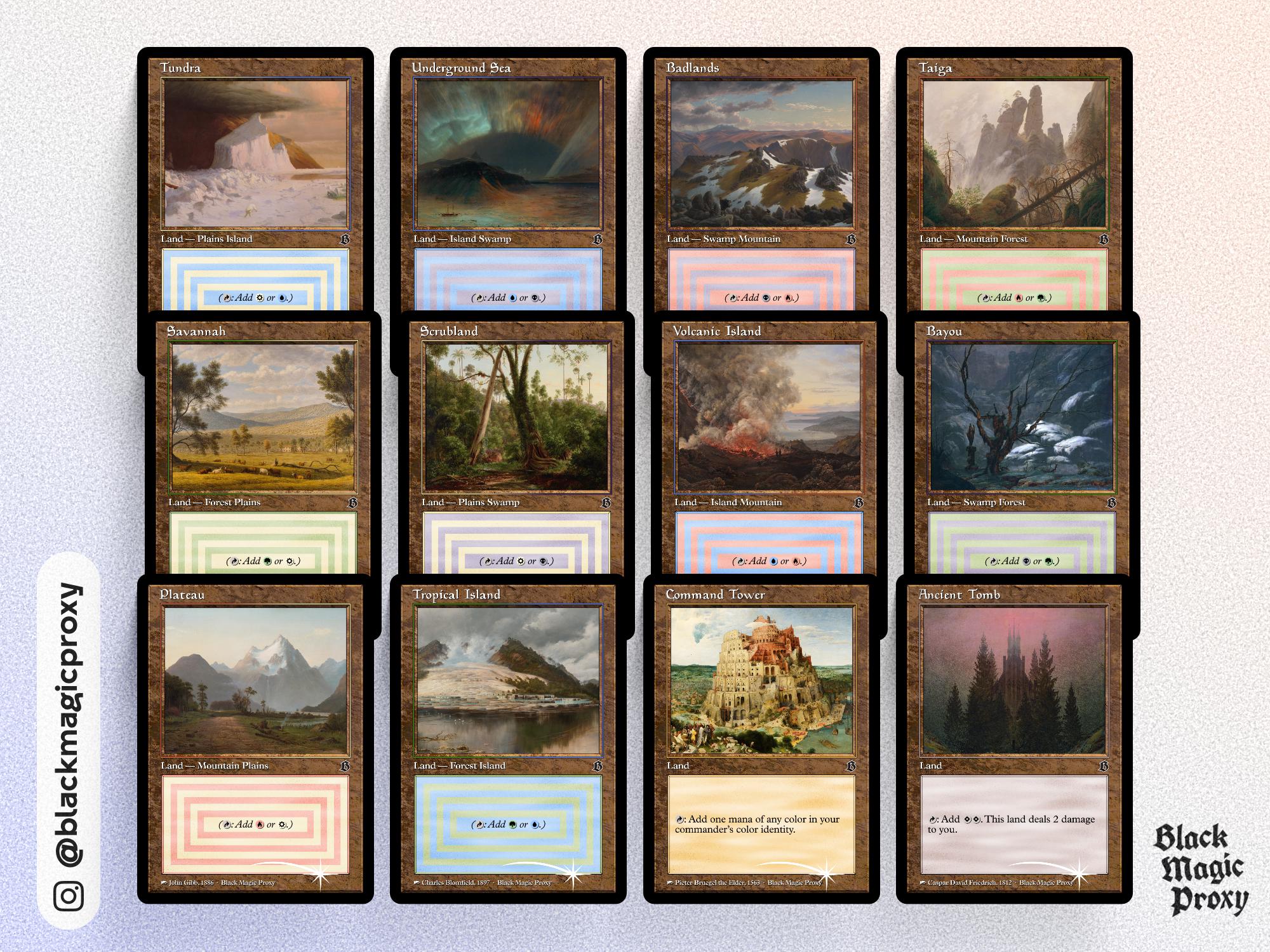 Foil Dual, Fetch, Shock Land Proxy Bundle MTG — 36× Classical Art