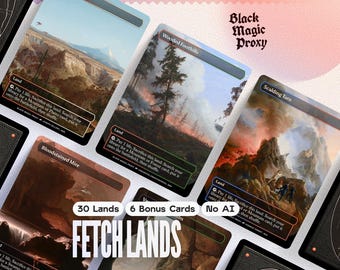 30+ Fetch Lands Proxy-paket MTG — Klassisk konst-testkort
