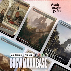 BRGW 4-Color Mana Base Proxies MTG — 36× Cartas de Teste com Arte Clássica