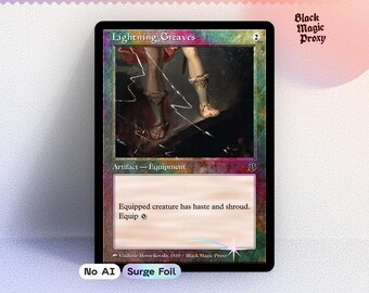 Carta proxy Foil Lightning Greaves MTG — Carta di prova con illustrazione classica