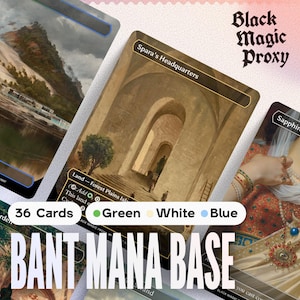 Base Bant Mana, 36 terrains et artefacts GWU — Cartes de jeu artistiques personnalisées pour le commandant EDH