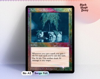 Carta proxy foil di Aetherflux Reservoir MTG — Carta di prova con illustrazione classica