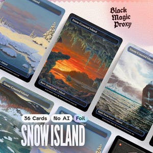 Foil Snow Island Proxies MTG — 36× Classical Art Playtest Cards