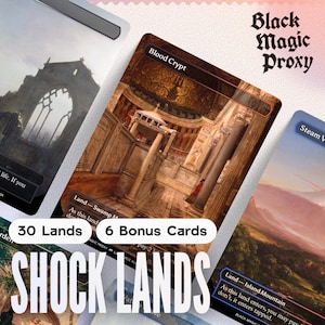 Plus de 30 Shock Lands Bundle — Cartes de jeu artistiques personnalisées