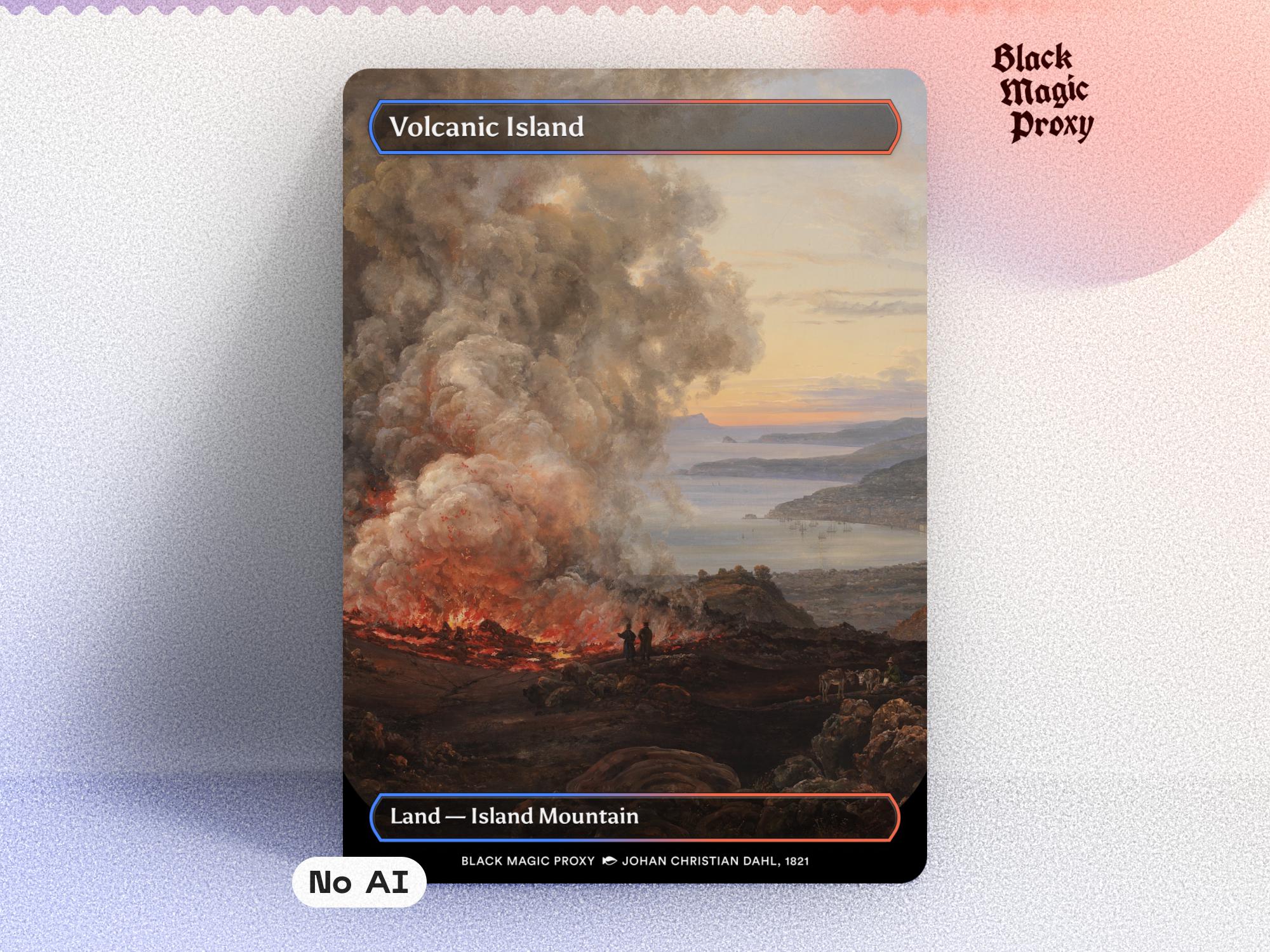 Volcanic Island Dual Land Proxy MTG — Classical Art Playtest Card
