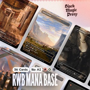 Red/White/Black 3-Color Mana Base Proxies MTG — 36× Classical Art Playtest Cards