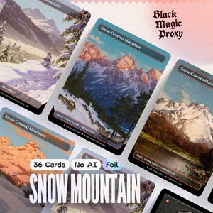 Foil Snow Mountain Proxies MTG — 36× Classical Art Playtest Cards