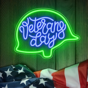 Veterans Day Neon Sign: Military Appreciation Gift, Memorial Day Decor for Army Marine Veteran