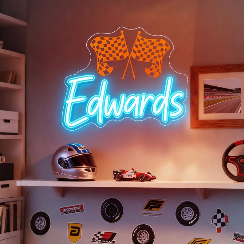 Custom Racing Wall Signs Light Custom Racing Name Neon Sign: Race Car LED Signs Decor for Racing ...