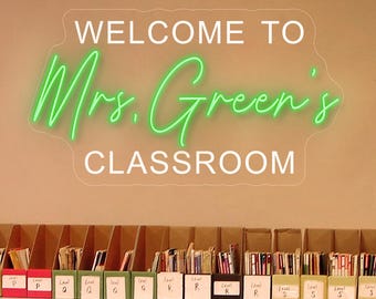 Personalized Teacher Name LED Sign: Classroom Door Decor