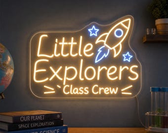 Kids Rocket Neon Sign, Custom LED Wall Light for Little Explorers, Space Room, Classroom, Aviation Nursery Decor