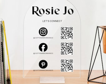 Custom Acrylic QR Code Business Sign: Social Media Payment Display