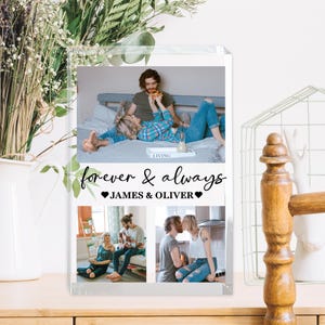 Personalisierter Fotoblock, Individuelles Fotogeschenk, Acrylbilderrahmen, Acrylplakettenfoto, Geschenk für Geburtstag Hochzeit Valentinstag