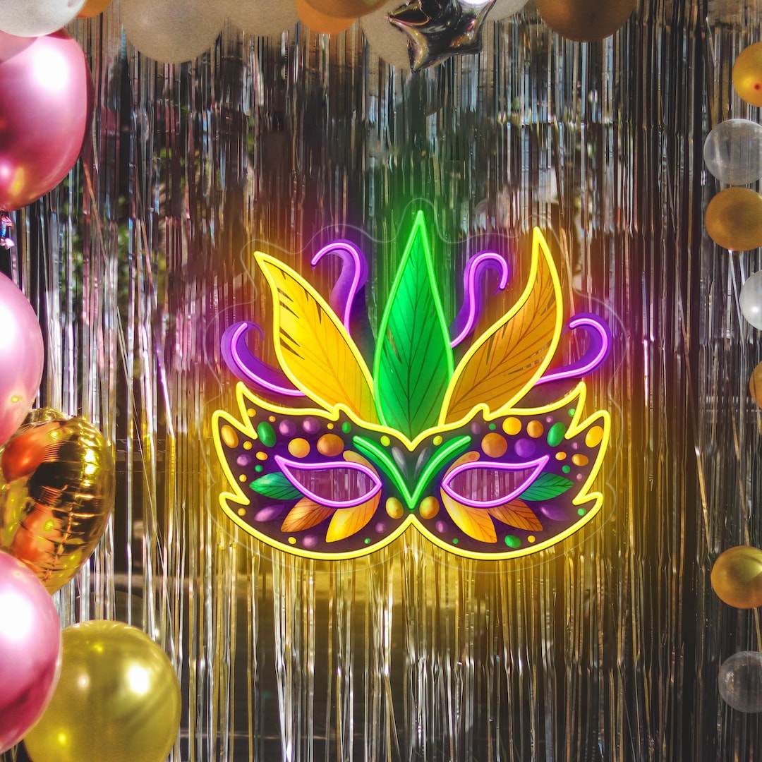 Masquerade Mask Neon Sign: Carnival Mardi Gras LED Wall Art - Etsy