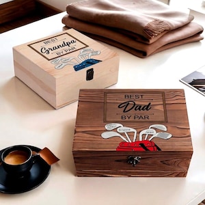 Golf Liebhaber Erinnerungsbox: Personalisiertes Holzgedenkgeschenk Papa, benutzerdefinierte Erinnerungsbox anpassbar für Vatergeschenk