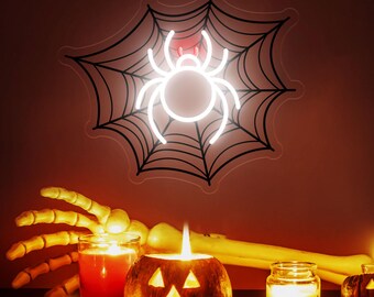 Halloween Spinnennetz Neon Leuchtreklame: Gruselige Herbst Dekor