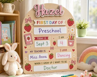 Custom First Day of School Wooden Sign, Personalized Name Photo Board, Last Day School Prop, Kids Back to School Keepsake Gift for Photos