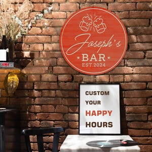 Personalized Engraved Wood Bar Sign, Round Wooden Sign, Custom Wood Sign, Home Bar Sign, Cabin, Man Cave, Pub Decor, Bar Decor, Basement Bar