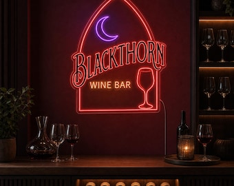 Custom Gothic Wine Bar Neon Sign for Vampire Home Bar, Wine Nook Light, Halloween Host Gift, Vampire Gifts